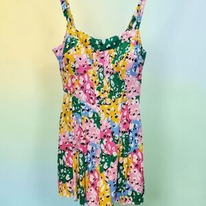 White Birch Romper Womens 1X Leopard Print Lined Multicolor Smocked Resortwear